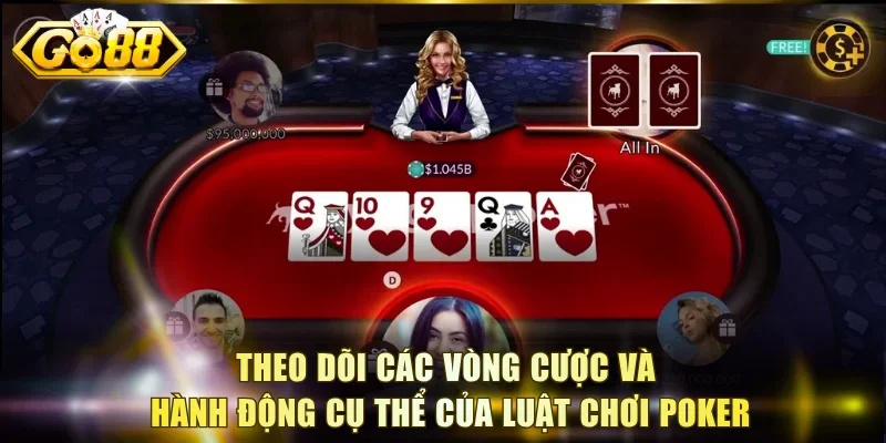 Theo dõi các vòng cược và hành động cụ thể của luật chơi Poker